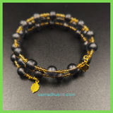 Black Jelly beads and Golden Seed bead Bracelet