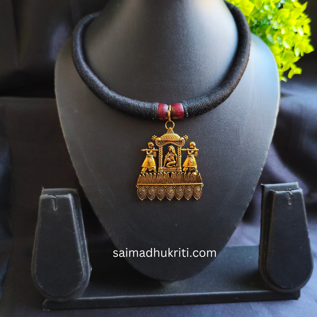 Black Cotton Hasli with Pendent