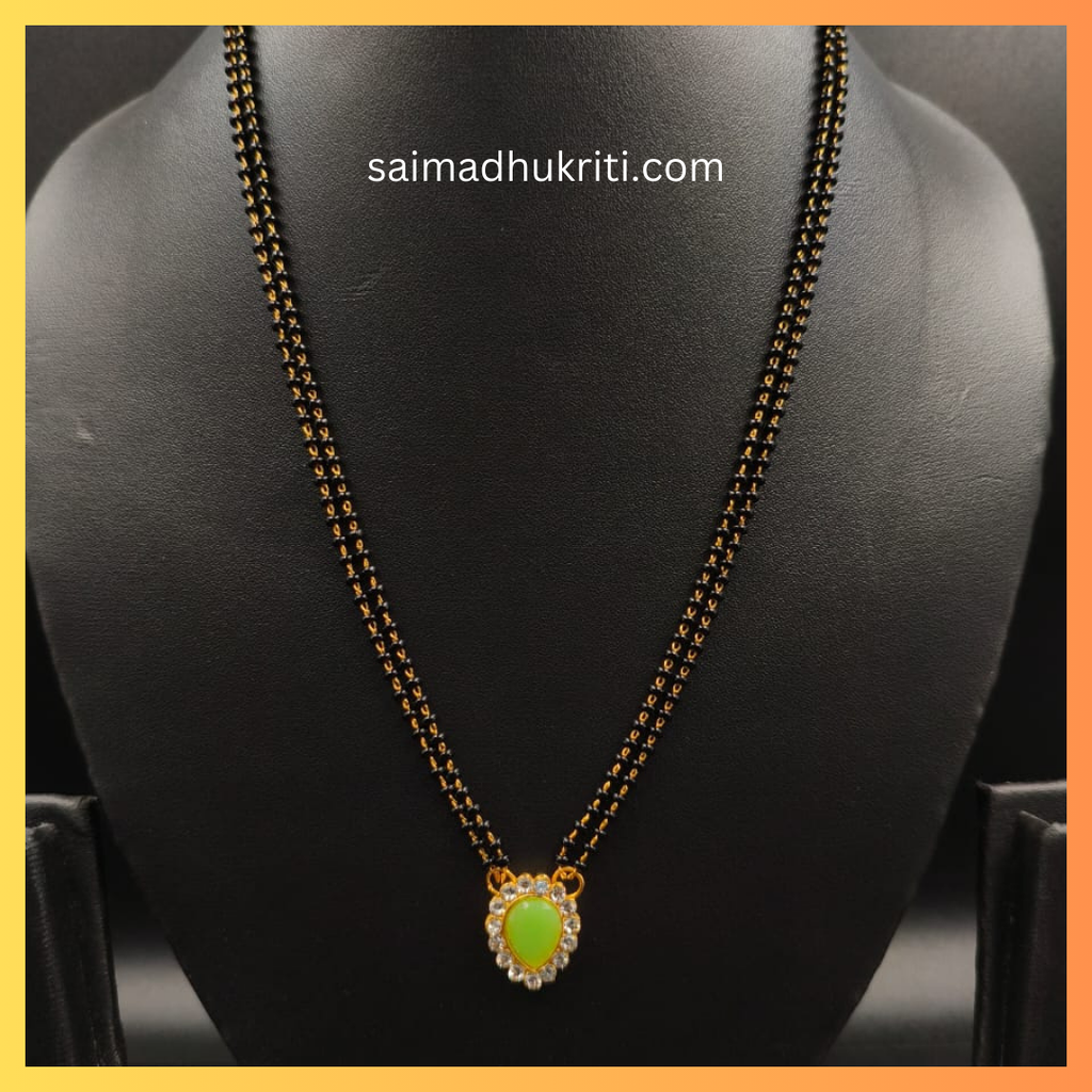 Green Double Lined Mangalsutra