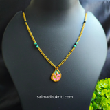 Tulip Pendent Chain Green & Pink