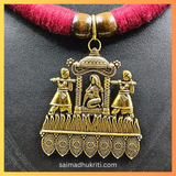 Red Cotton Hasli with Pendent