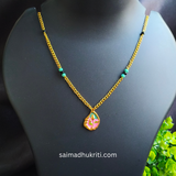 Tulip Pendent Chain Green & Pink