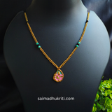 Tulip Pendent Chain Green & Pink