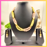 Peach & Yellow Drop glass bead Necklace