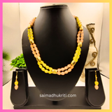 Peach & Yellow Drop glass bead Necklace