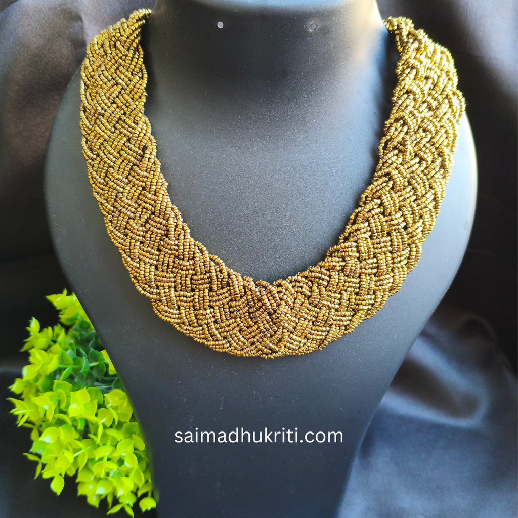 Sead Bead Golden Baided Necklace