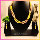 Peach & Yellow Drop glass bead Necklace