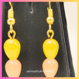 Peach & Yellow Drop glass bead Necklace