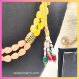 Peach & Yellow Drop glass bead Necklace