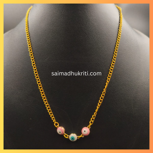 Evil Eye Pink & Blue Chain Necklace