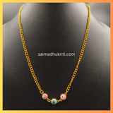 Evil Eye Pink & Blue Chain Necklace