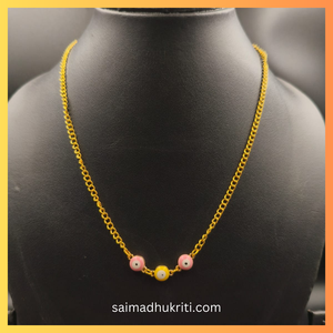 Evil Eye Pink & Yellow Chain Necklace