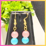 Pink & Blue Glass Bead Necklace