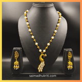 Golden & Pearl Beads Peacock Pendent Necklace