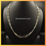 Silver Glass Tube Beads with Golden Beads Double Layered Necklaces