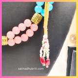 Pink & Blue Glass Bead Necklace