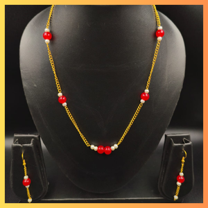 Chain with Red Beads & Pearls