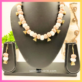 Beige Golden Cotton Beads Necklace