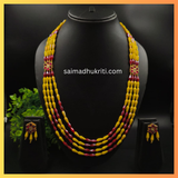 Red & Yellow Four Layered Necklace Set