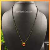 Red Kundan Pendent Single Lined