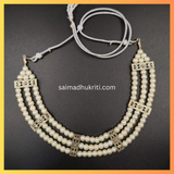 Pearl Triple Layer Necklace with Oxidized Connectors