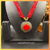 Red Seed Bead Necklace with Pendent