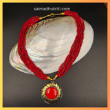 Red Seed Bead Necklace with Pendent