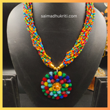 Multicolour Seed Bead Necklace with Multicolour Pendent