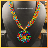 Multicolour Seed Bead Necklace with Multicolour Pendent
