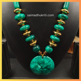 Green Acrylic Beaded Necklace with green Acrylic Pendent