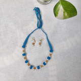 Blue cotton Bead Necklace