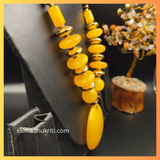 Yellow Acrylic Beaded Necklace with Yellow Acrylic Pendent
