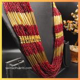 Red & Golden Multilayer Seed Bead  Necklace