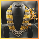 Silver & Golden Multilayer Seed Bead Necklace
