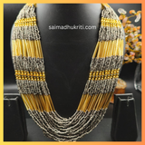 Silver & Golden Multilayer Seed Bead Necklace