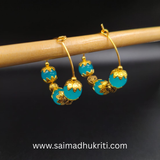 Blue Glass Bead Hoops