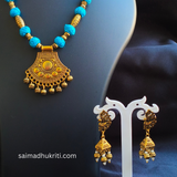 Blue Cotton Bead Necklace