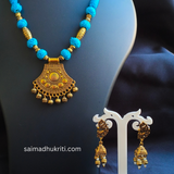 Blue Cotton Bead Necklace