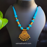Blue Cotton Bead Necklace