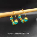 Blue Glass Bead Hoops