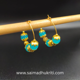 Blue Glass Bead Hoops