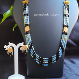 Black & Grey Four Layered Beaded Necklace Set