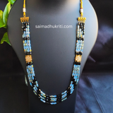 Black & Grey Four Layered Beaded Necklace Set