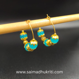 Blue Glass Bead Hoops