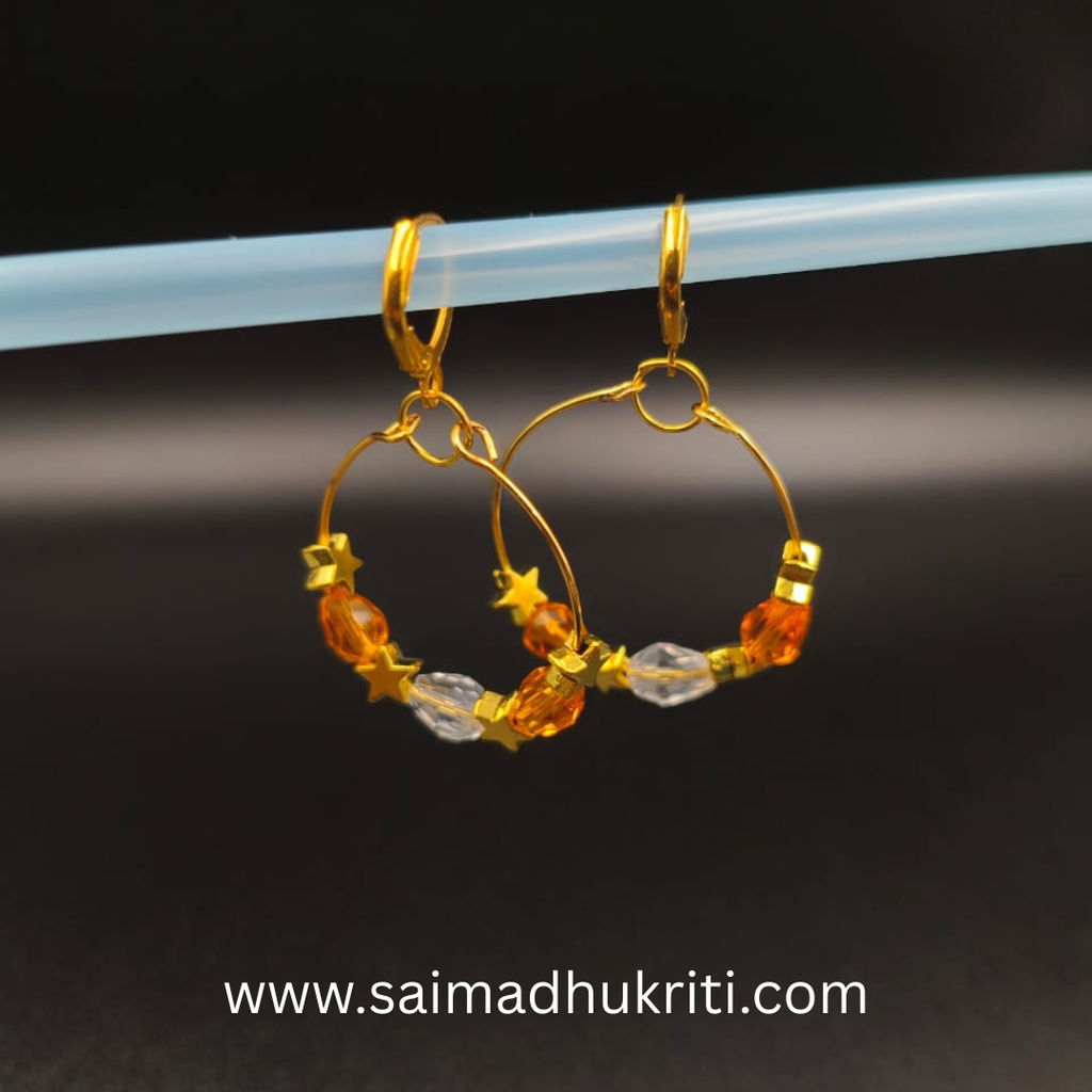 Orange Glass Bead Hoops