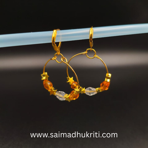 Orange Glass Bead Hoops