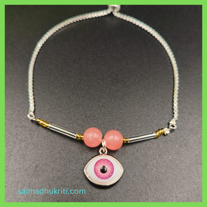 Evil Eye Pink Silver Bracelet