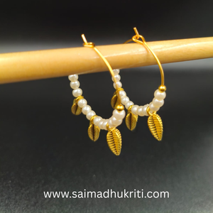 Pearl and Leaf Hoops