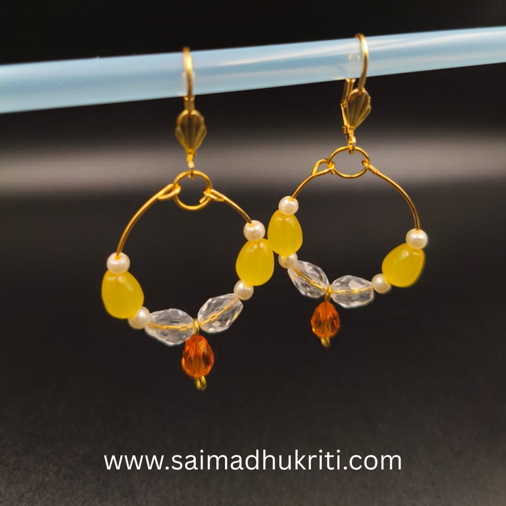 Yellow Glass Bead Hoops