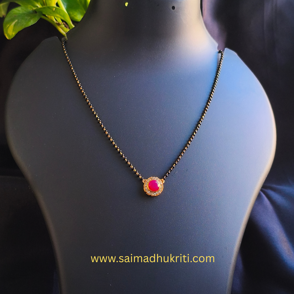 Red Kundan Single Lined Mangalsutra